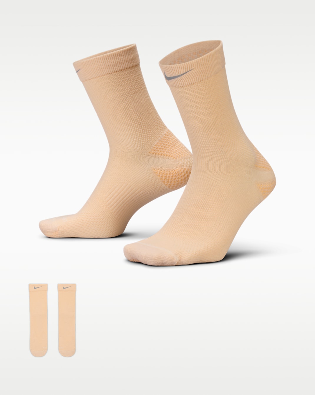 Nike Running Wool Micro Crew Socks (1 Pair) - Pearl White/Orange Chalk