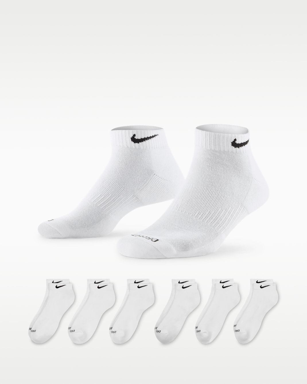 Nike Everyday Plus Cushioned Training Low Socks (6 Pairs) - White/Black