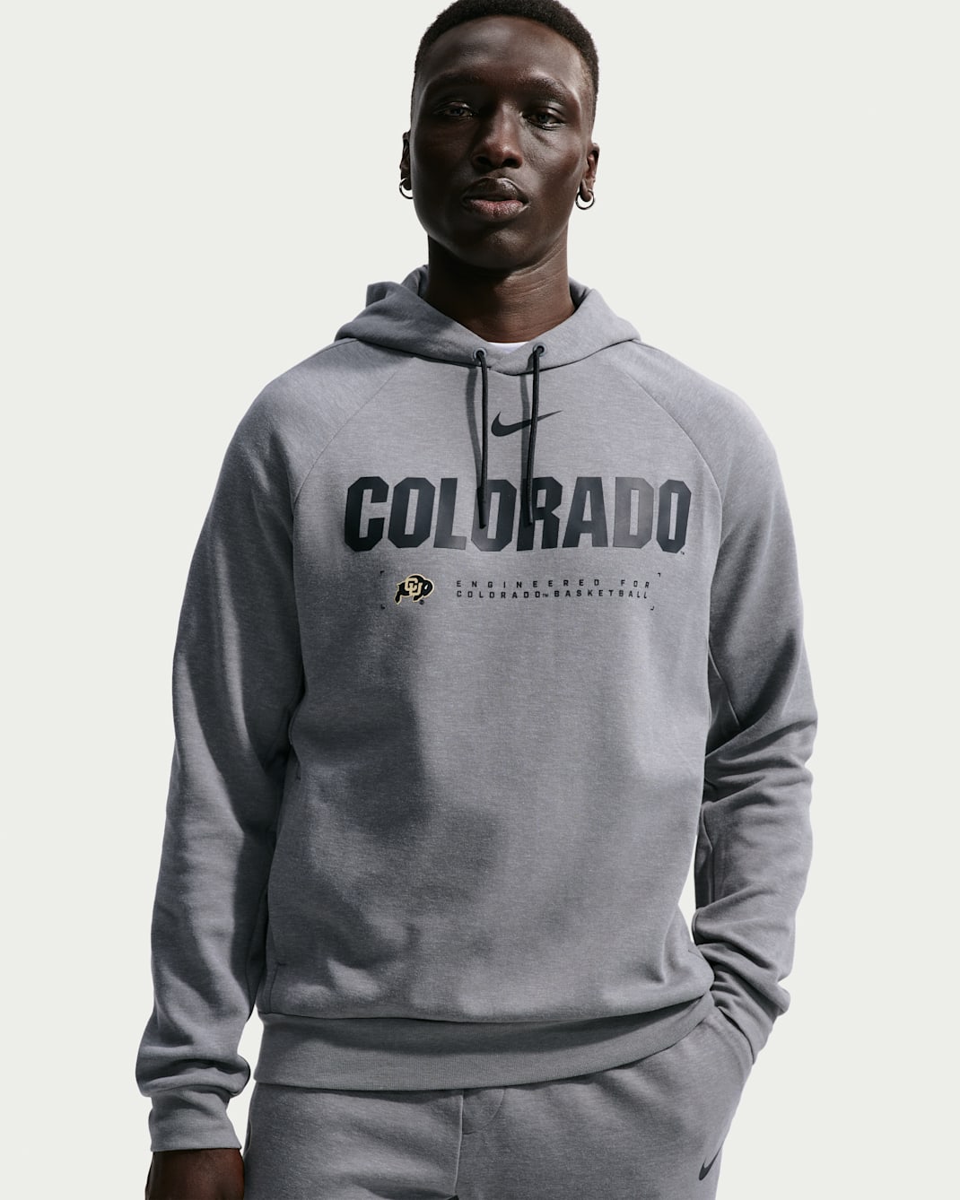 Colorado Buffaloes Nike NCAA Men's Basketball Coaches' Pullover Hoodie - Dark Grey Heather/Black
