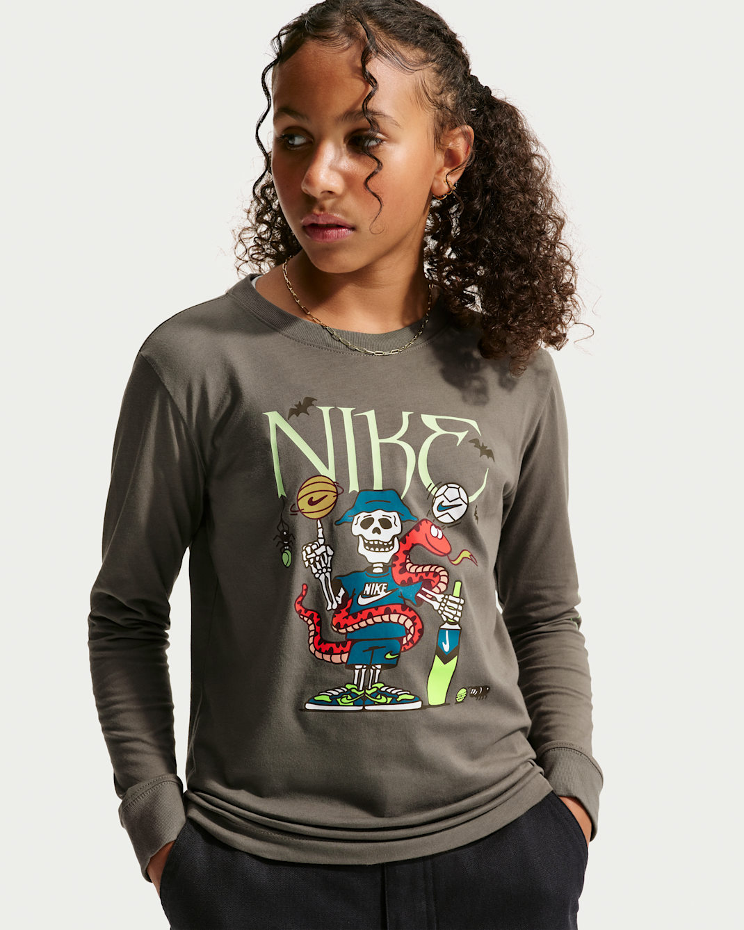 Nike Sportswear Big Kids' Long-Sleeve T-Shirt - Cave Stone