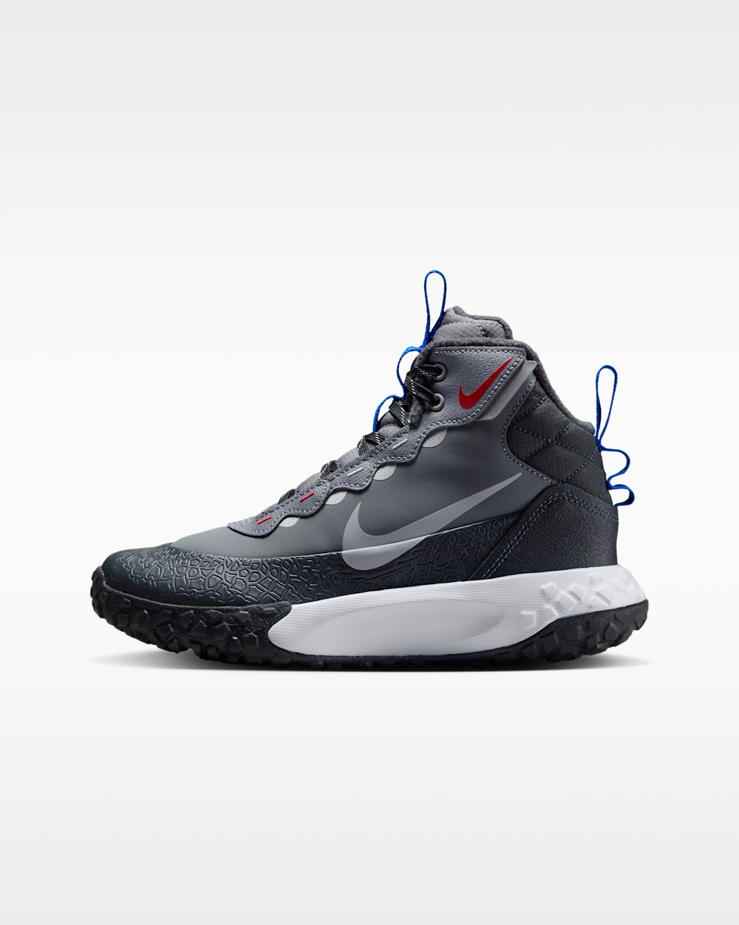 Botas para niños grandes con detalles reflejantes Nike Terrascout - Gris azulado/Antracita/Rojo universitario/Platino puro