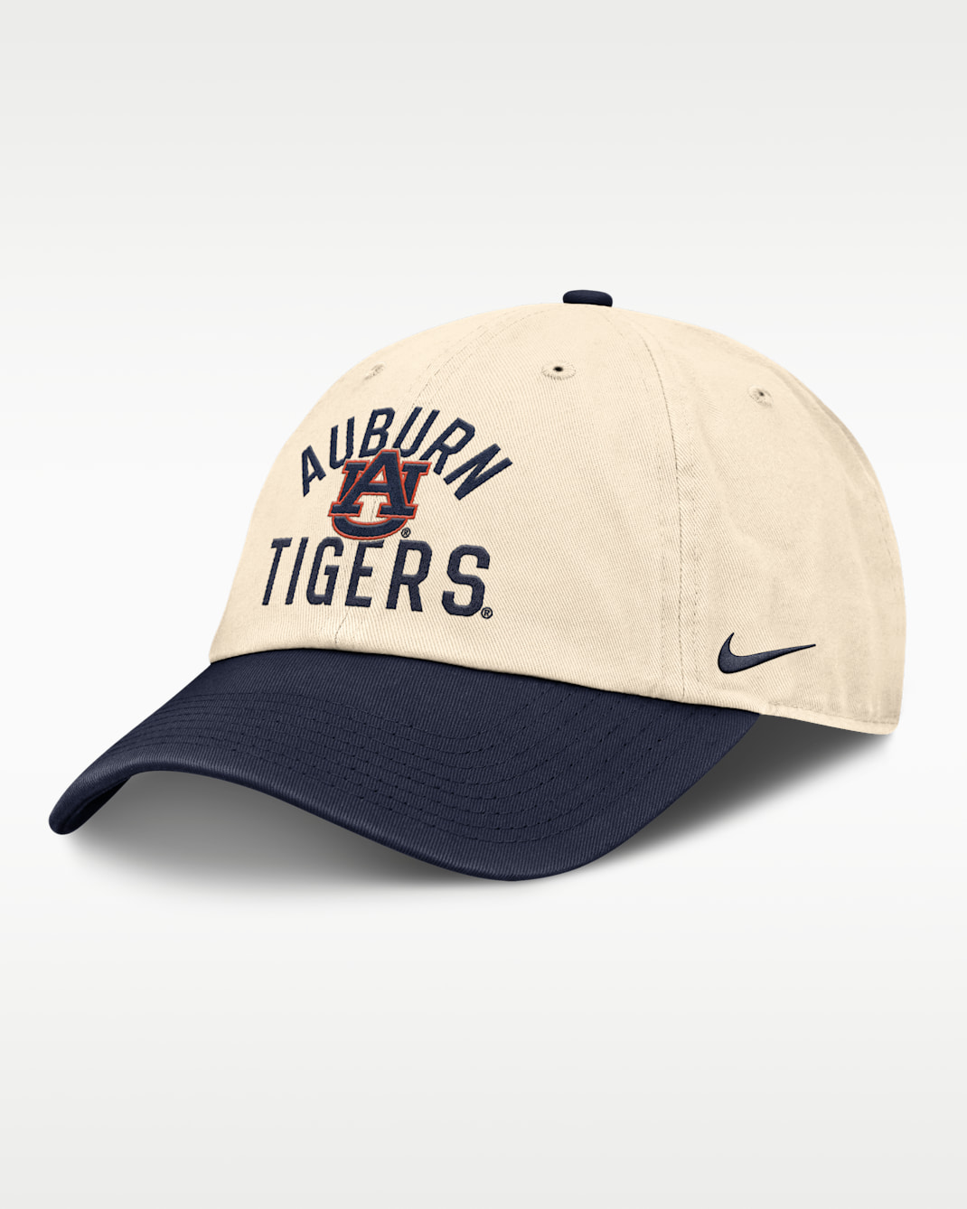 Gorra universitaria Nike ajustable para hombre Auburn Primetime 2-Tone Club - Natural/Azul marino