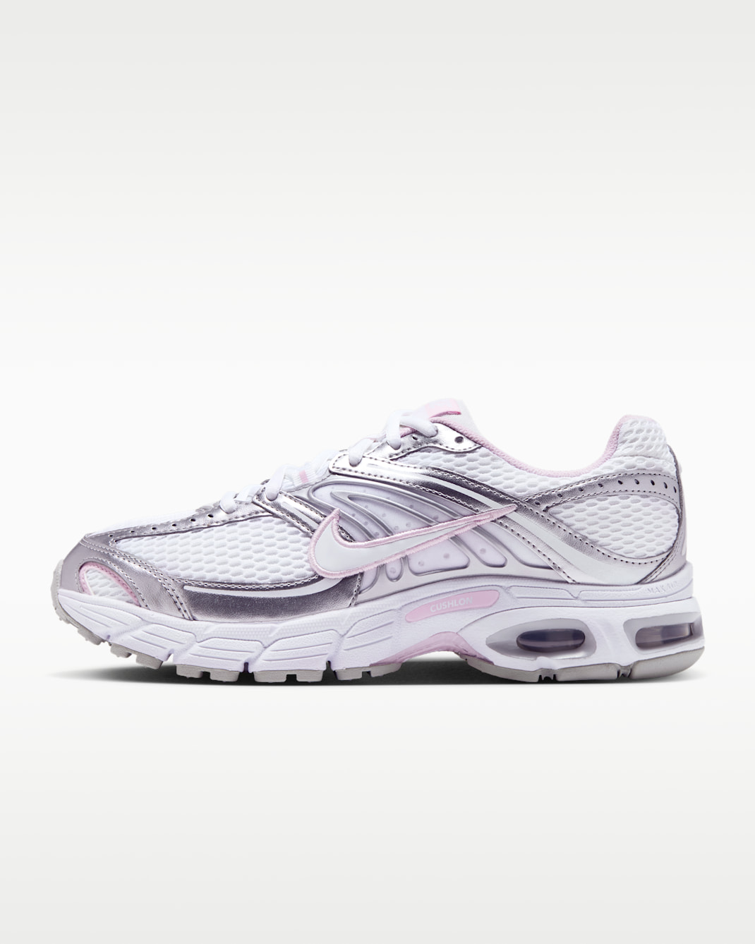 Nike Air Max Moto 2K Women's Shoes with Reflective Design Accents - White/Metallic Silver/Pink Foam/White