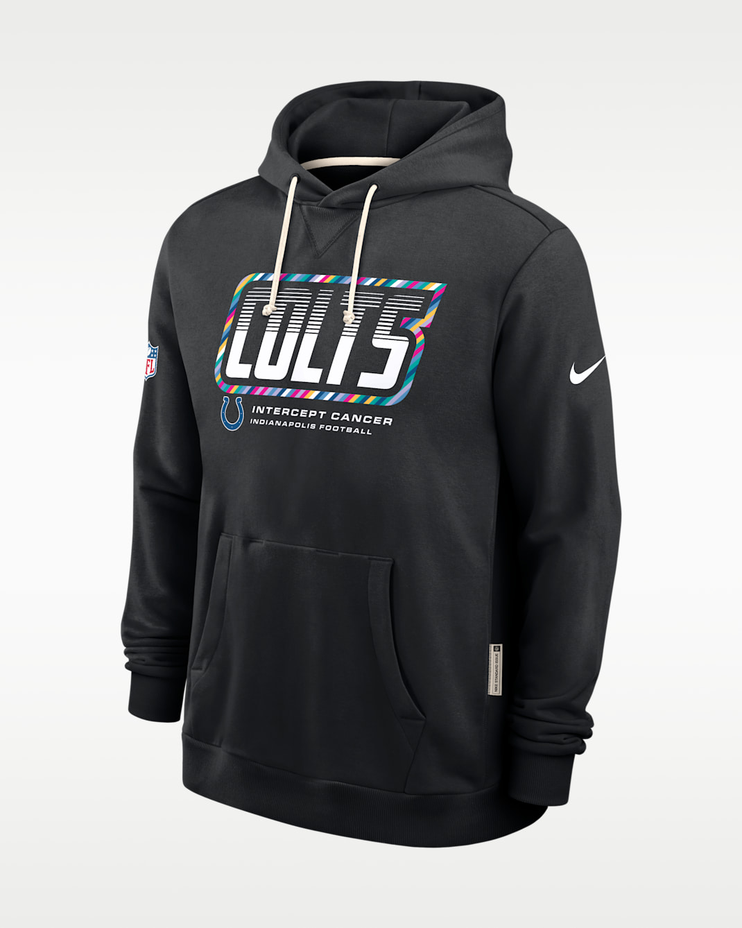 Sudadera con gorro sin cierre Nike Dri-FIT de la NFL para hombre Indianapolis Colts Crucial Catch Sideline Standard Issue - Negro