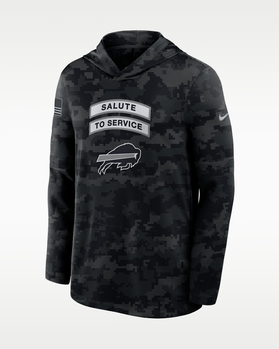 Playera de manga larga Nike Dri-FIT de la NFL con gorro para hombre Buffalo Bills Salute to Service Sideline - Negro/Negro