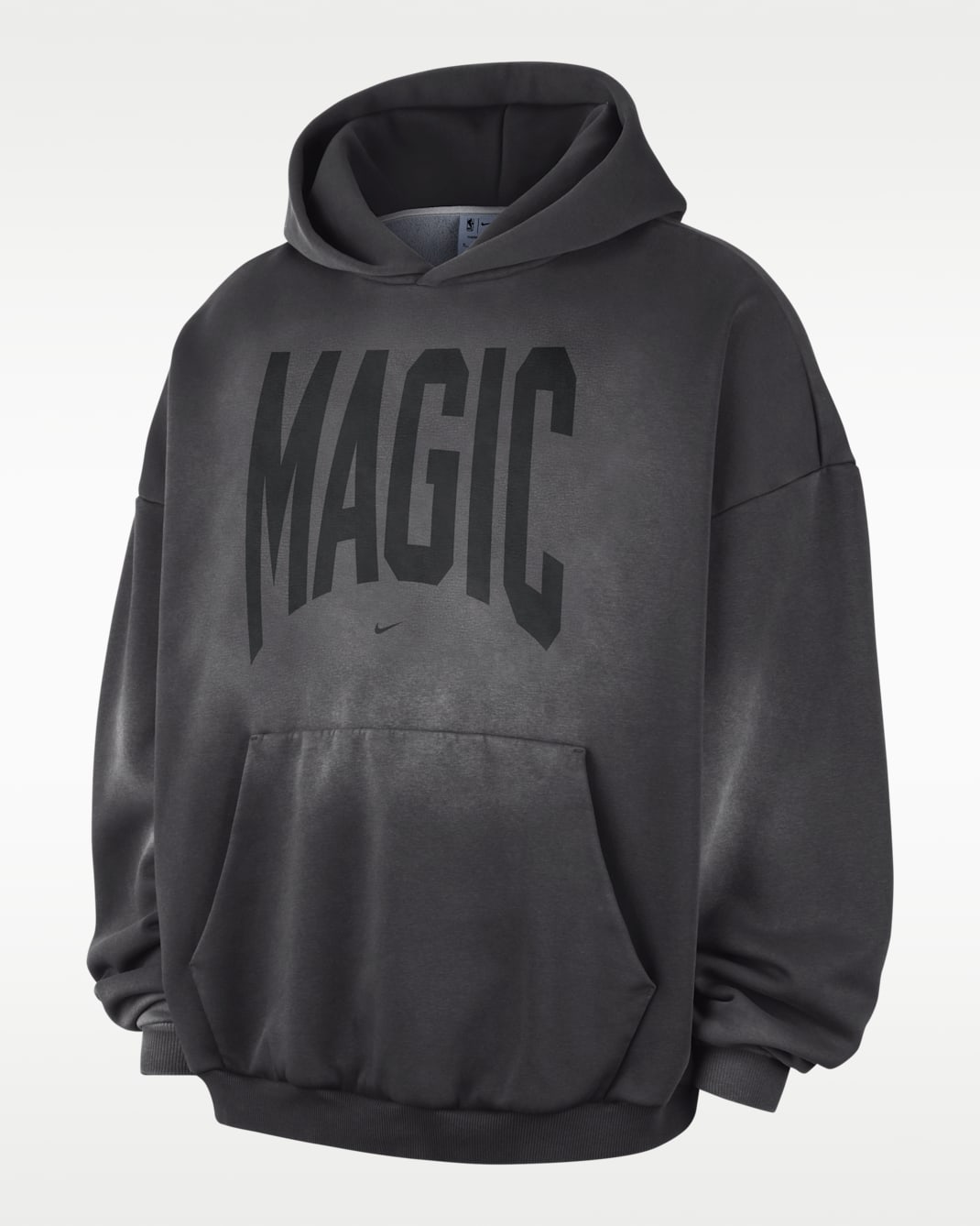 Sudadera con gorro sin cierre de básquetbol de tejido Fleece Therma-FIT para hombre Orlando Magic Standard Issue - Carbón oscuro/Blanco