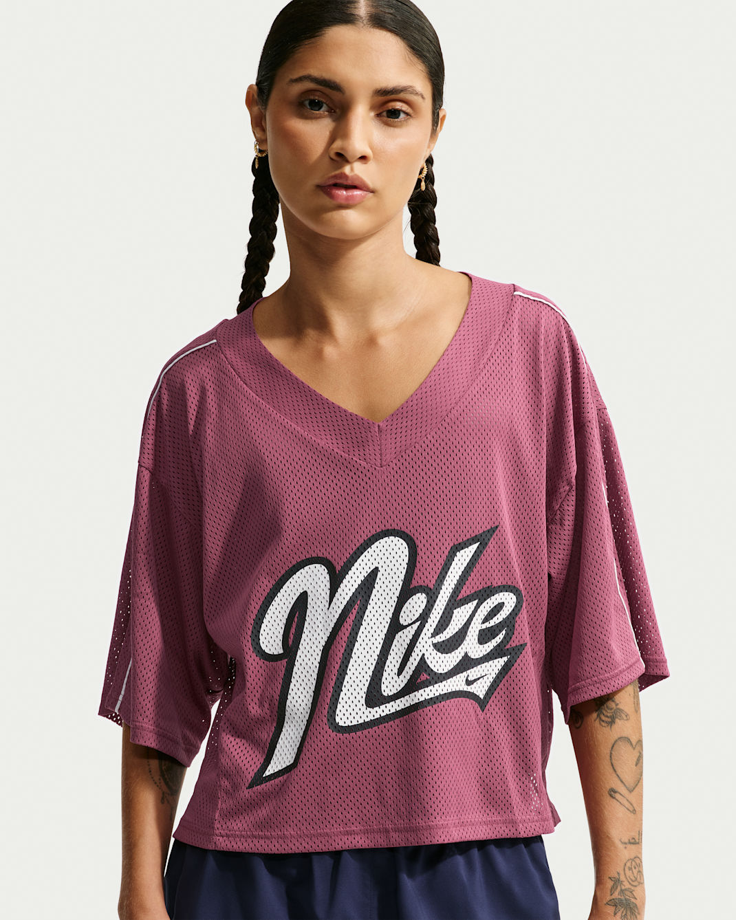 Playera de manga corta Dri-FIT oversized para mujer Nike One - Rosa humo/Vela