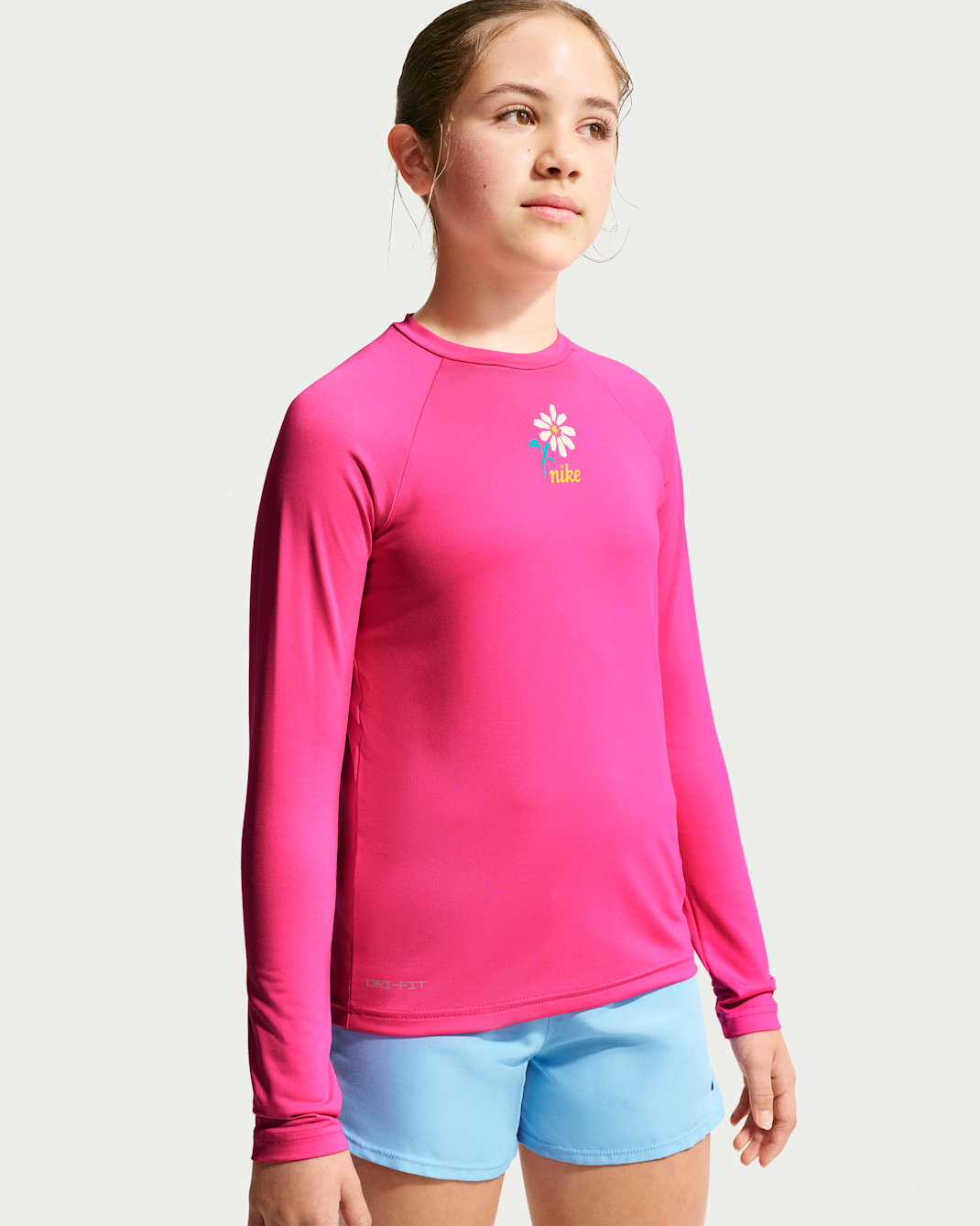 Playera de manga larga Dri-FIT UV para niña talla grande Nike Swim Hydroguard - Rosa desierto