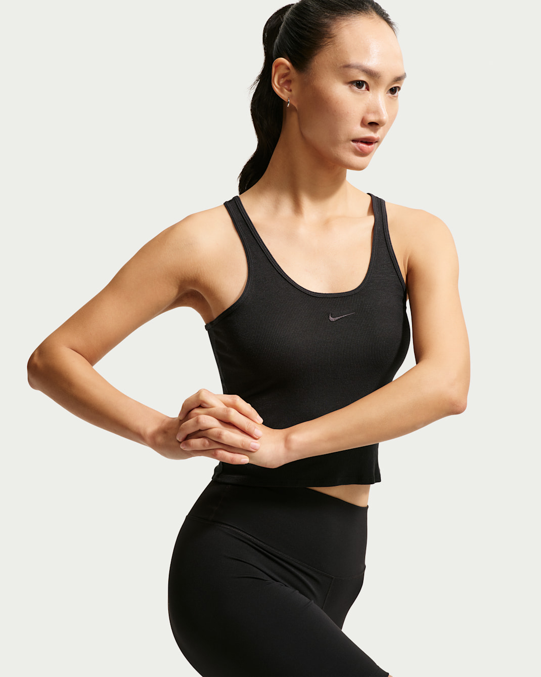 나이키 N.A.C. 여성 드라이 핏 골지 탱크 탑 - 블랙/블랙