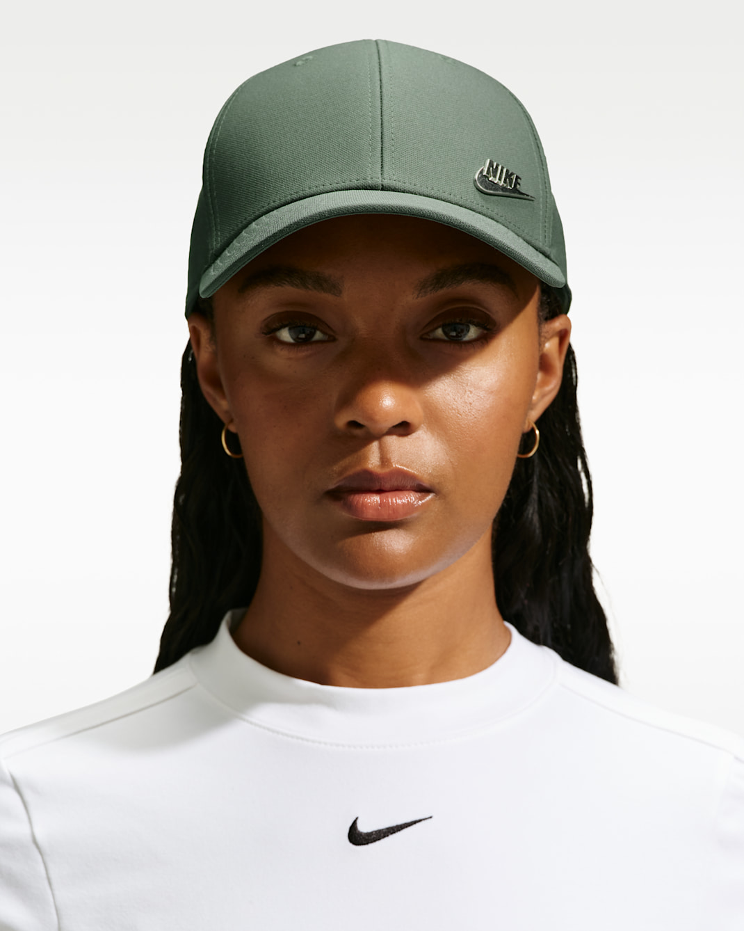 Nike Dri-FIT Club Structured Metal Logo Cap - Camo Green/Metallic Silver