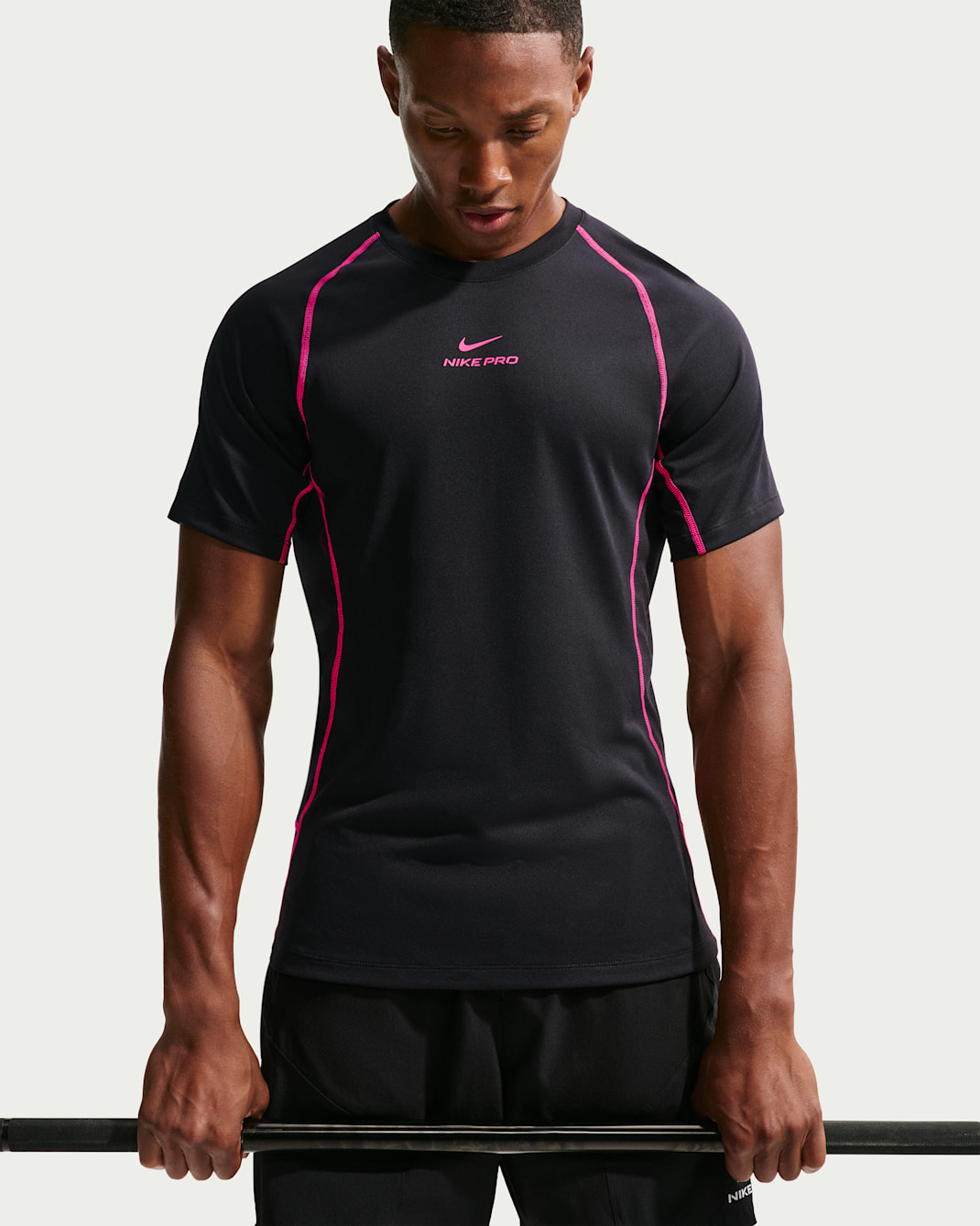 Nike Pro Training Men's Dri-FIT Short-Sleeve Top - Black/Hyper Pink