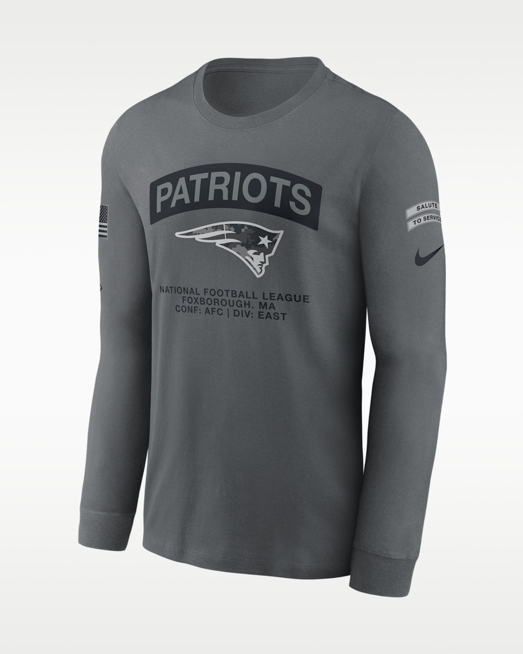 New England Patriots Salute to Service Men's Nike NFL Long-Sleeve T-Shirt - Grey