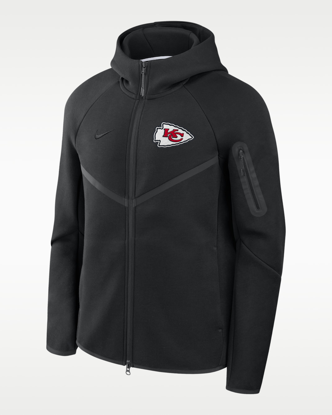 Kansas City Chiefs Tech Fleece Windrunner Men's Nike NFL Full-Zip Hooded Jacket - Black/Black