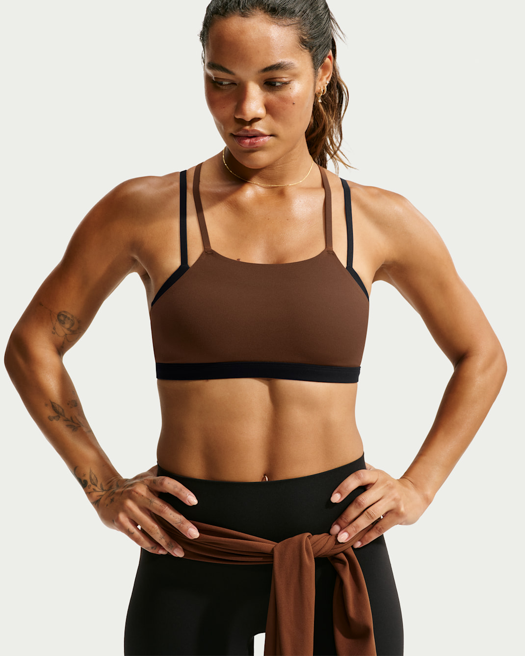 Nike Zenvy Women's Light-Support Padded Sports Bra - Cacao Wow/Black/White