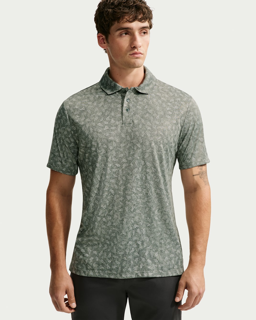 Nike Par Dri-FIT golfpoloskjorte med gress-trykk til herre - Camo Green