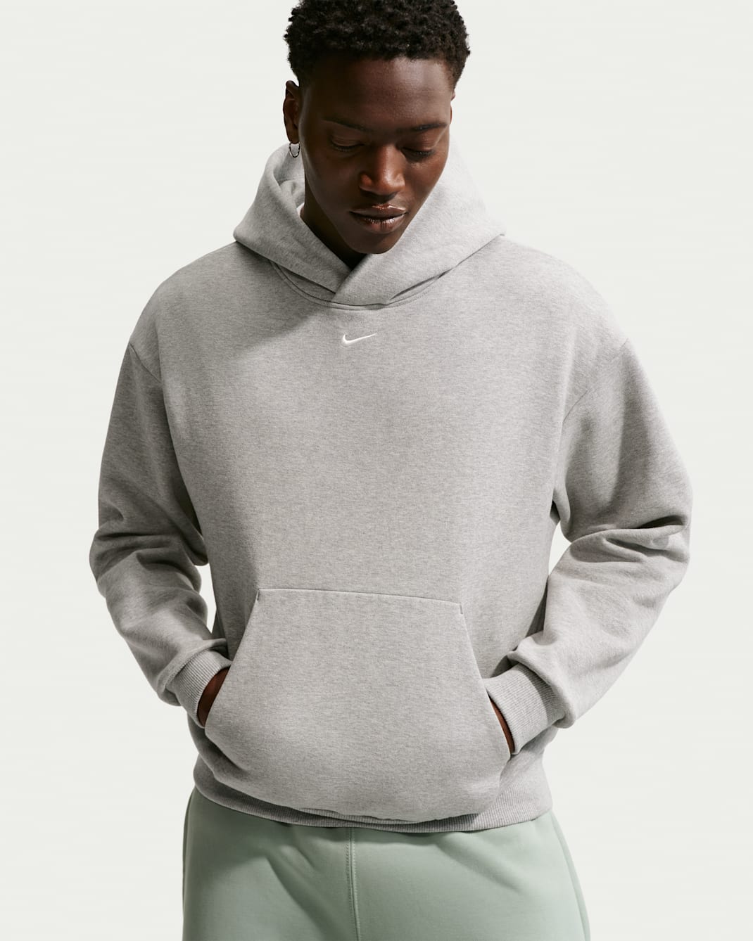 Nike Solo Fleece Men's Pullover Hoodie - Dark Grey Heather/Sail