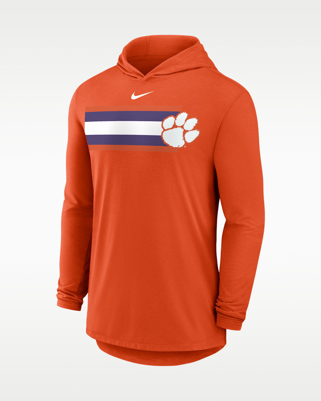 Playera con gorro de manga larga universitaria Nike Dri-FIT para hombre Clemson Primetime Pattern - Naranja