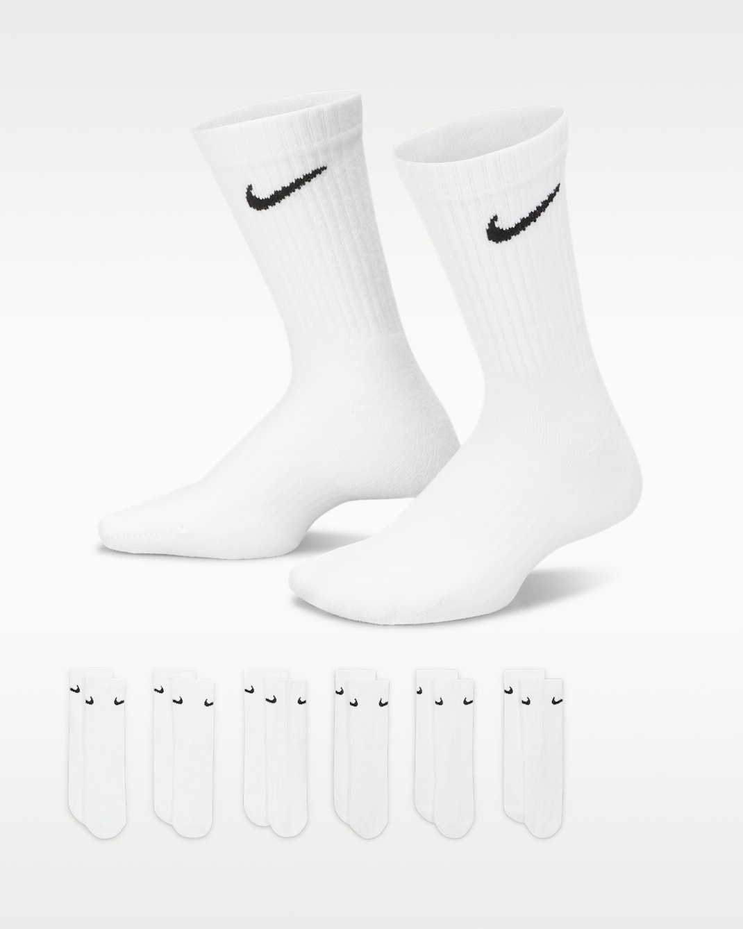 Nike Performance Cushioned Crew Kids' Training Socks (6 Pair) - White/Black