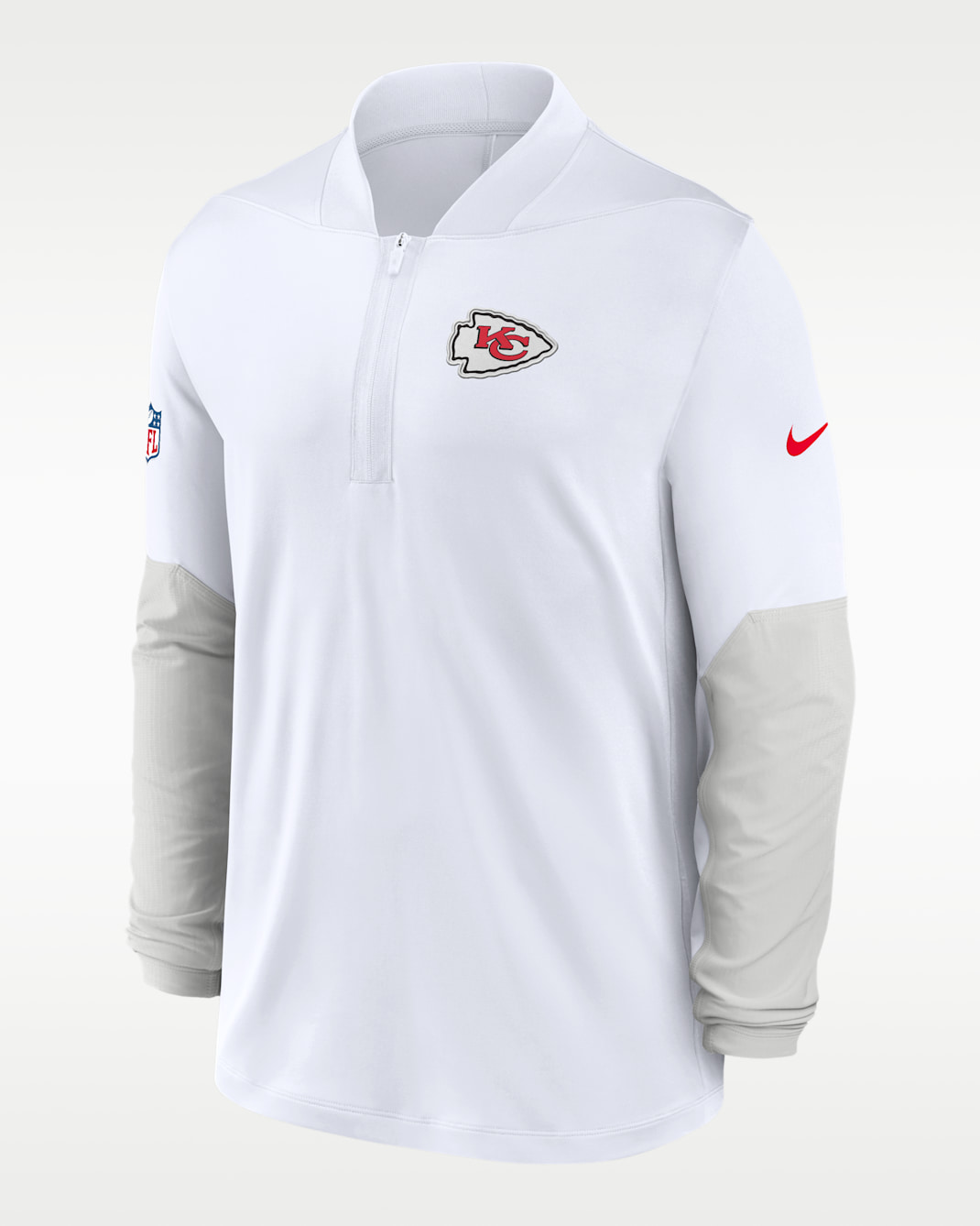 Kansas City Chiefs Feel The Pressure Men's Nike Dri-FIT NFL 1/2-Zip Top - White