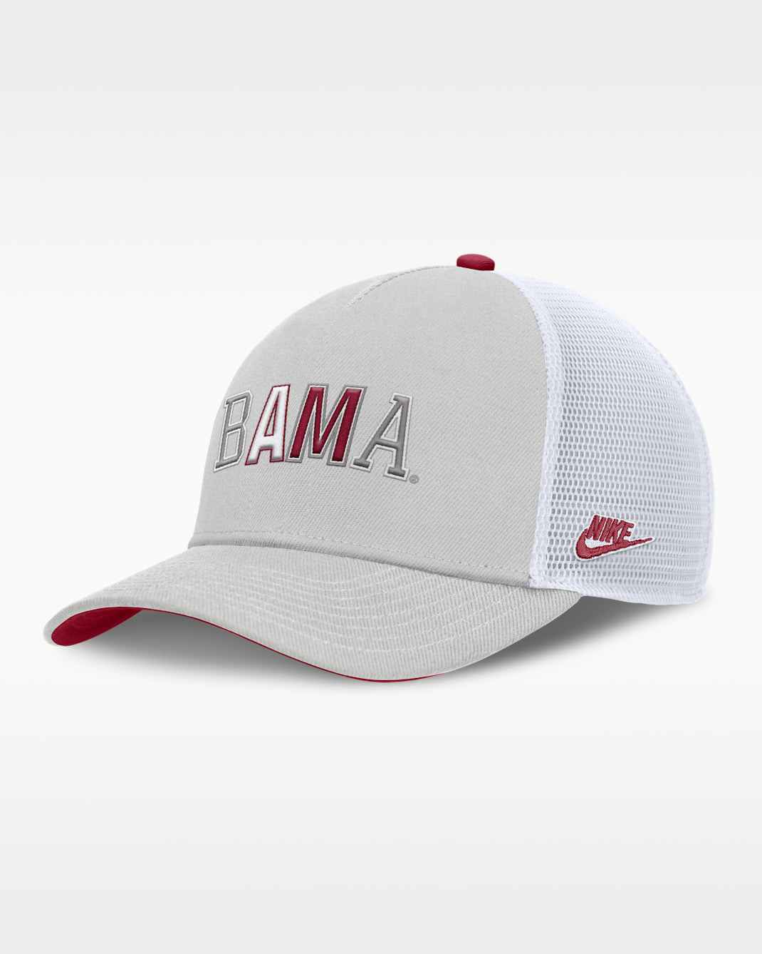 Alabama Legacy Basketball Rise Men's Nike College Trucker Adjustable Hat - Grey/Crimson
