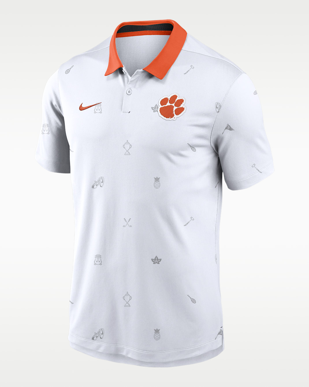 Clemson Vapor Pattern Men's Nike Dri-FIT College Polo - White/Orange