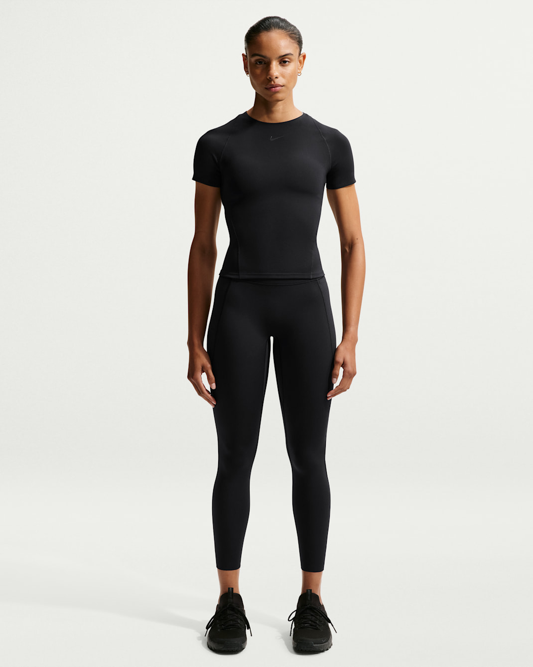 Nike Universa Women's High-Waisted 7/8 Leggings with No Front Seam - Black/Anthracite/Dark Smoke Grey