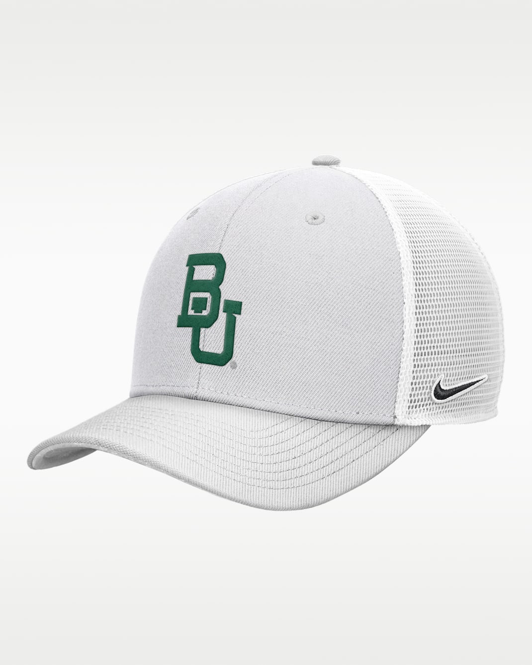 Baylor White Out Rise Men's Nike College Trucker Adjustable Hat - White