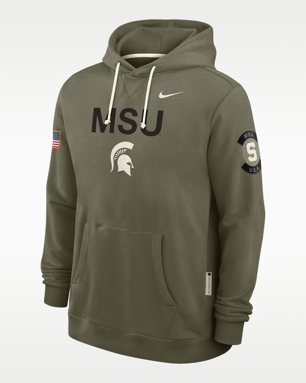Michigan State 2025 Military Appreciation Men's Nike Dri-FIT College Pullover Hoodie - Olive