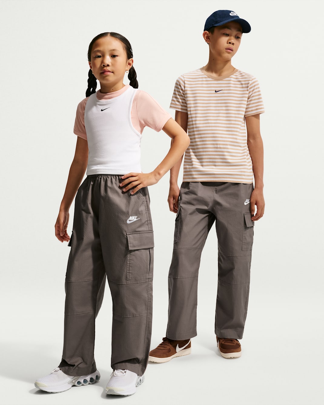 Nike Sportswear Club Big Kids' Woven Cargo Pants - Cave Stone/White