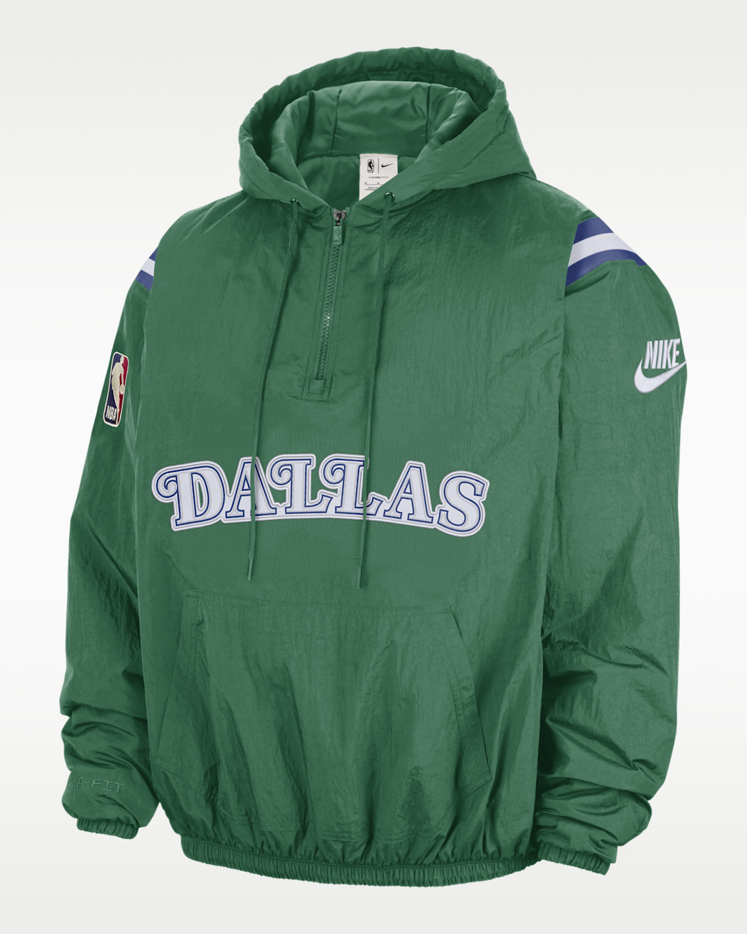 Dallas Mavericks Hardwood Classics Men's Nike Therma-FIT NBA 1/2-Zip Hoodie - Clover/Black