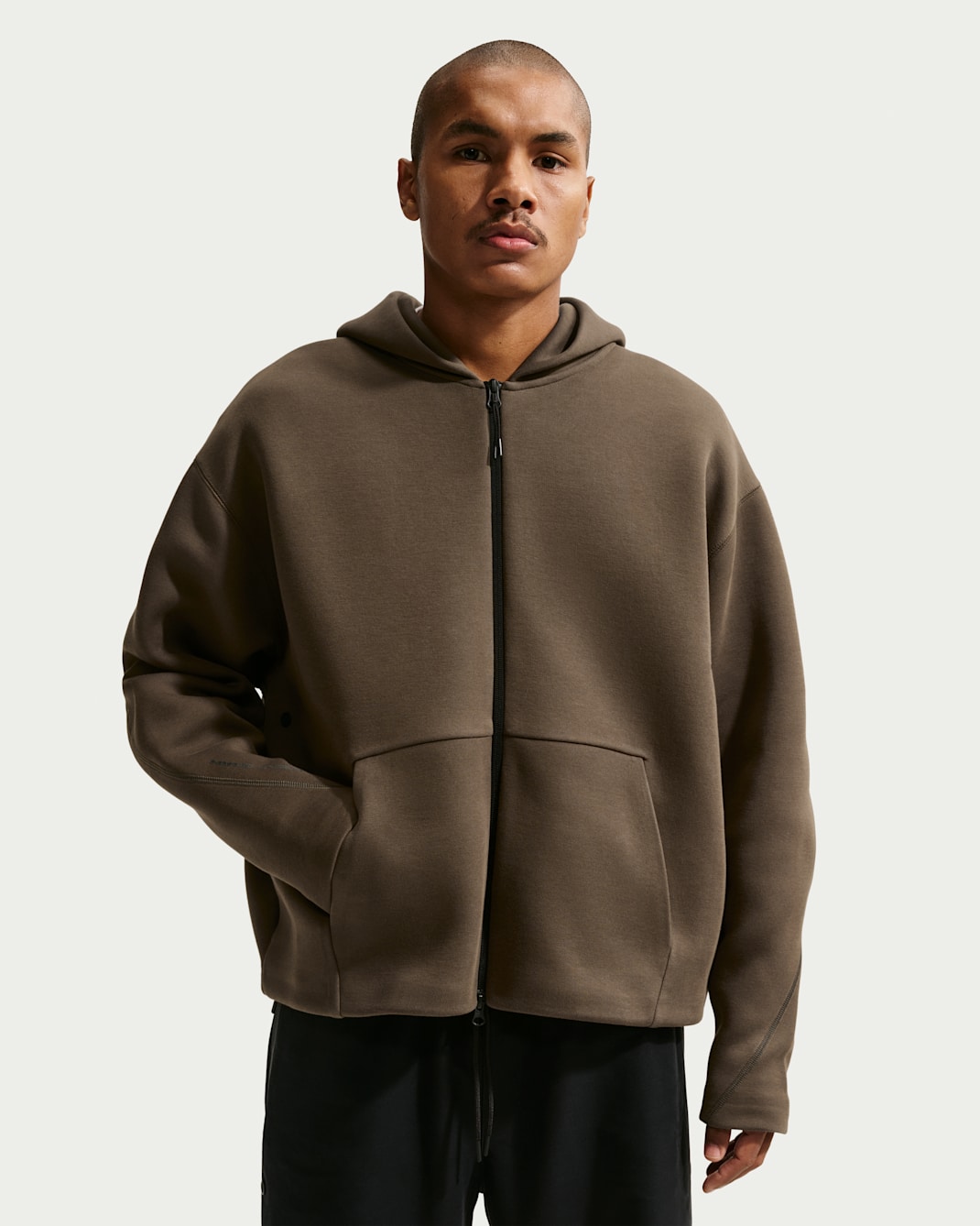 Sudadera con gorro de tejido Fleece de cierre completo para hombre Nike Tech - Avellana oscuro/Negro