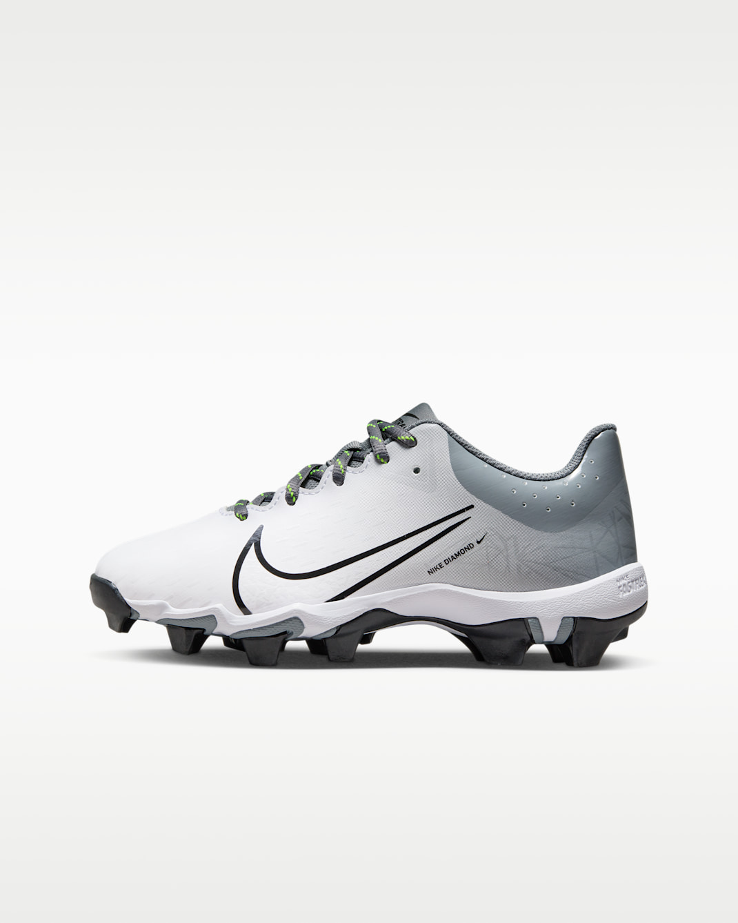 Tacos de softball para niños grandes Nike Hyperdiamond 4 Keystone GG - Gris azulado/Blanco/Volt/Negro