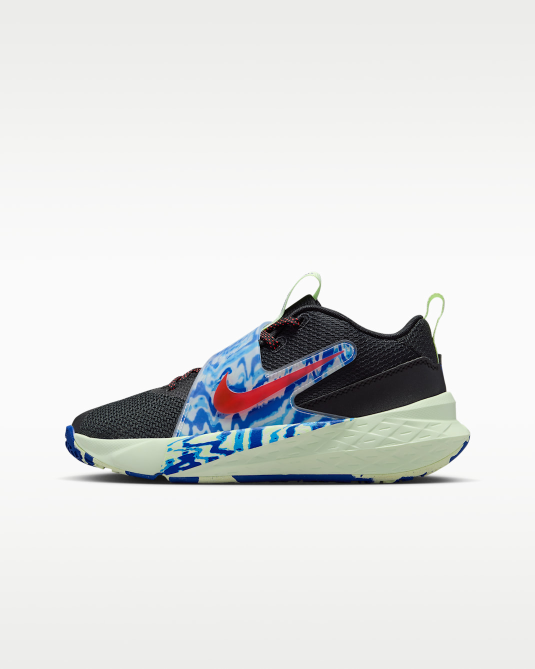 Nike Team Hustle D 12 Older Kids' Basketball Shoes - Black/Game Royal/Volt Tint/Bright Crimson