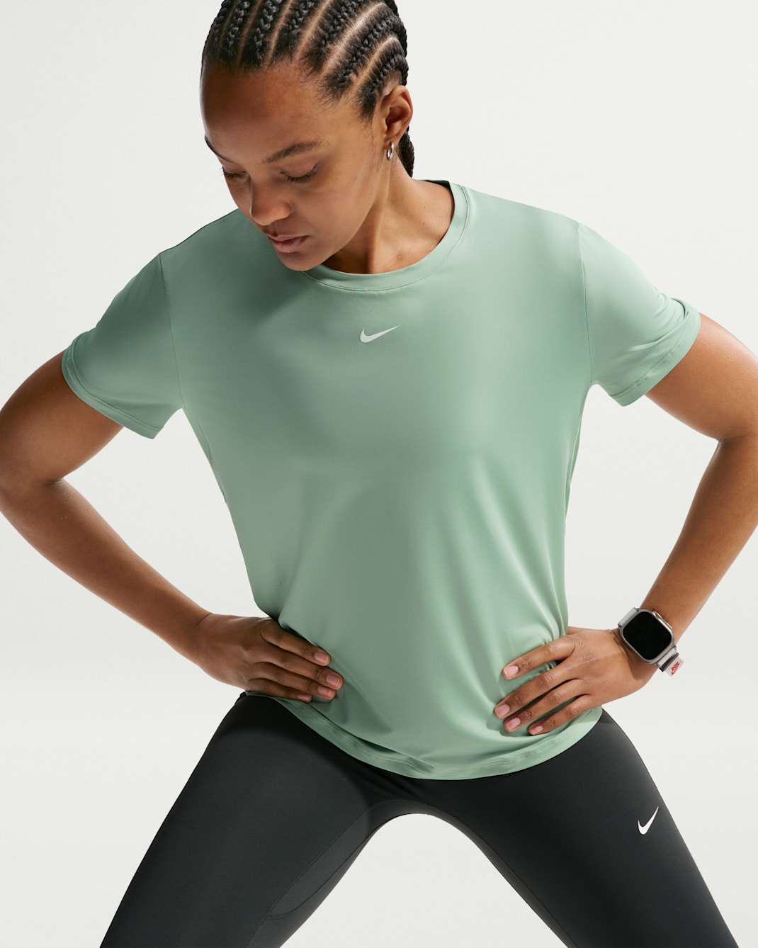Haut à manches courtes Dri-FIT Nike One Classic pour femme - Steam/Blanc