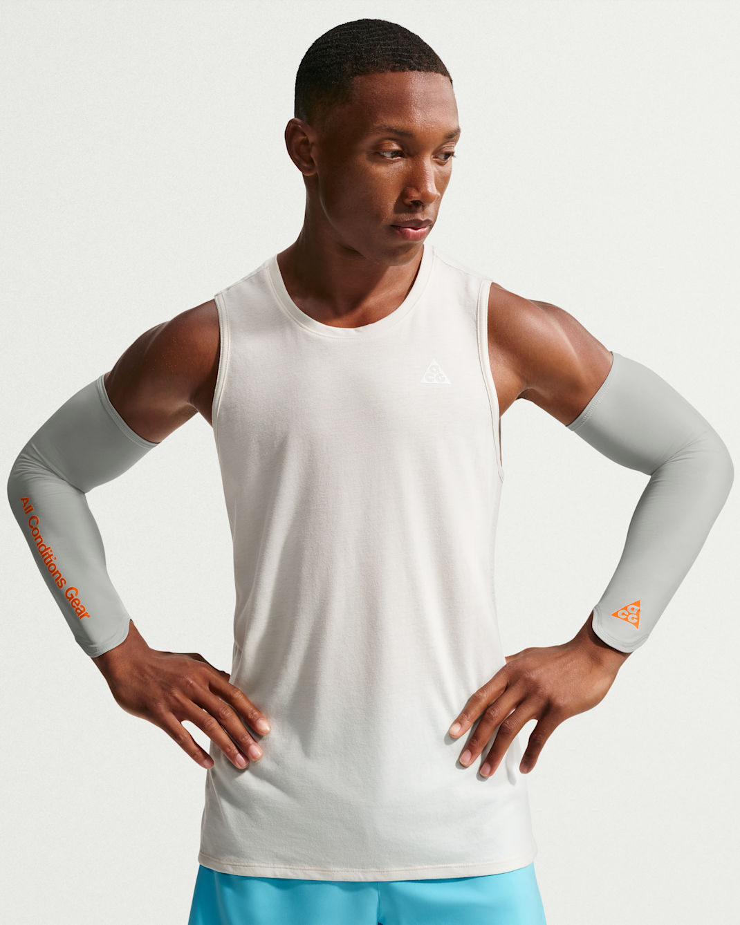 나이키 ACG UV 쿨링 슬리브(1켤레) - 그레이 포그/그레이 포그/세이프티 오렌지