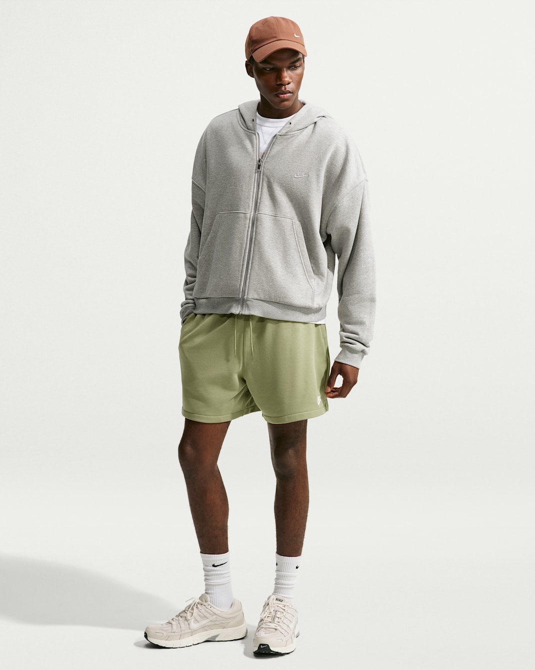 Nike Club Men's French Terry Flow Shorts - Dusty Olive/Dusty Olive/White