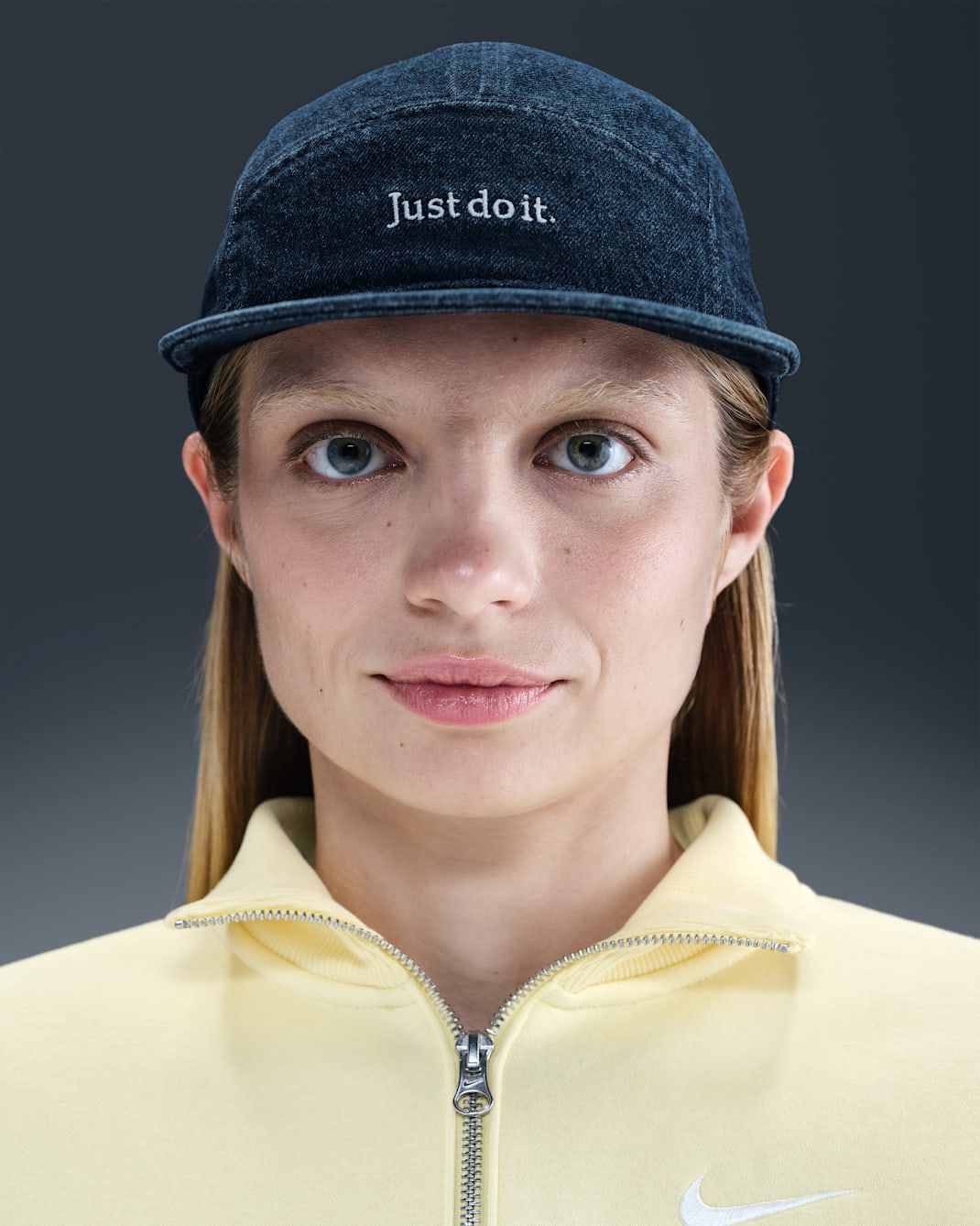 หมวกแก๊ปเดนิมไร้โครง Nike Fly - College Navy/College Navy/ขาว