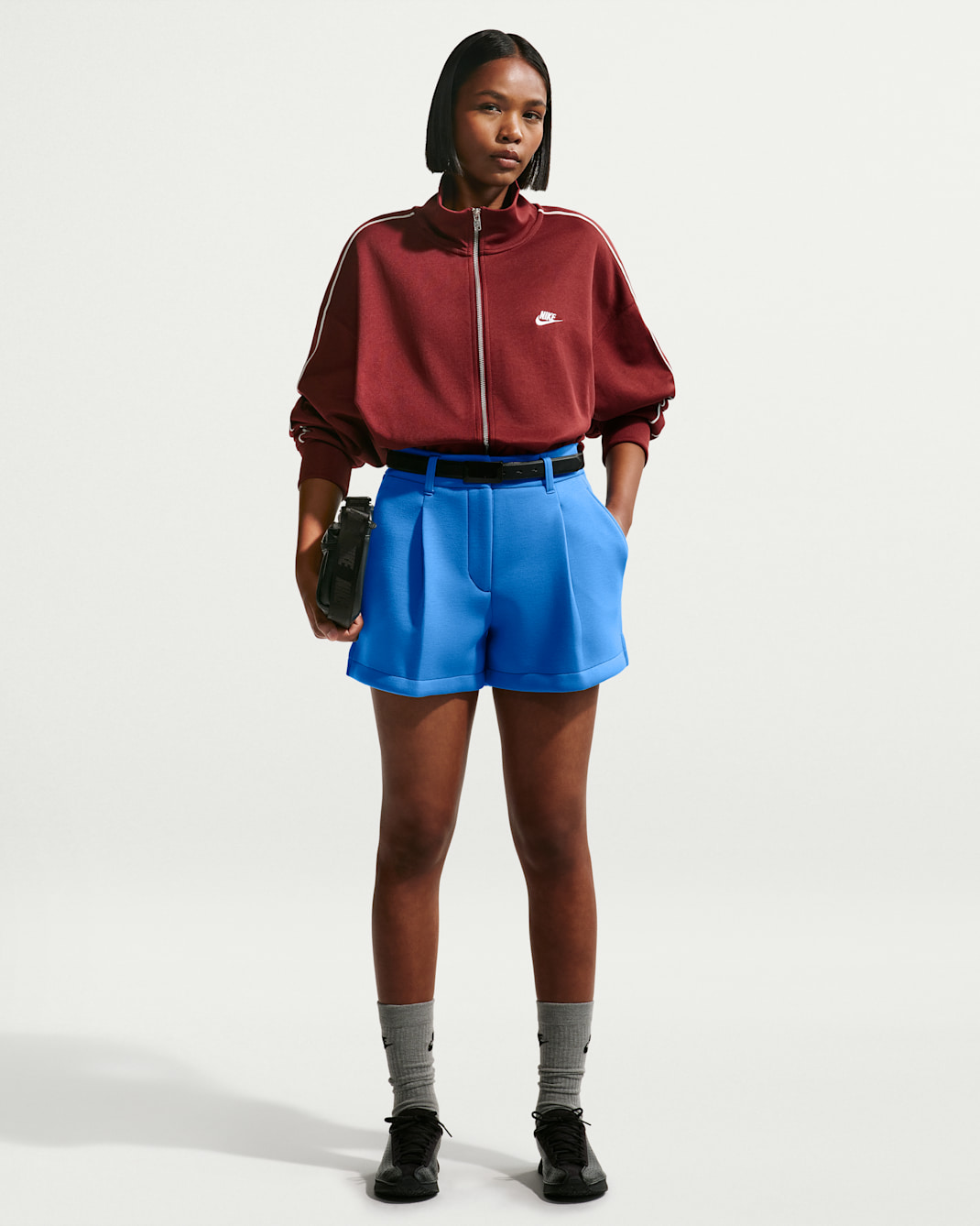 Nike Pregame fleece skreddersydd shorts med mellomhøyt liv og ledig passform til dame - Light Photo Blue/Light Photo Blue