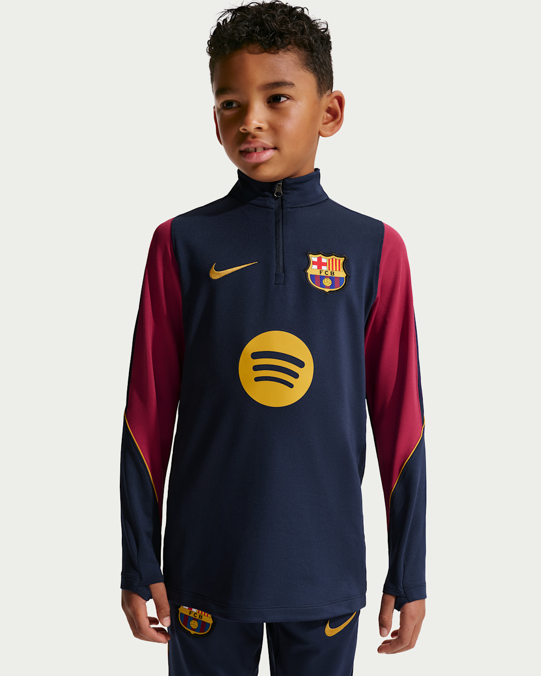 F.C. Barcelona Strike Older Kids' Nike Dri-FIT Football Knit Drill Top - Blackened Blue/Noble Red/Blackened Blue/Mineral Yellow