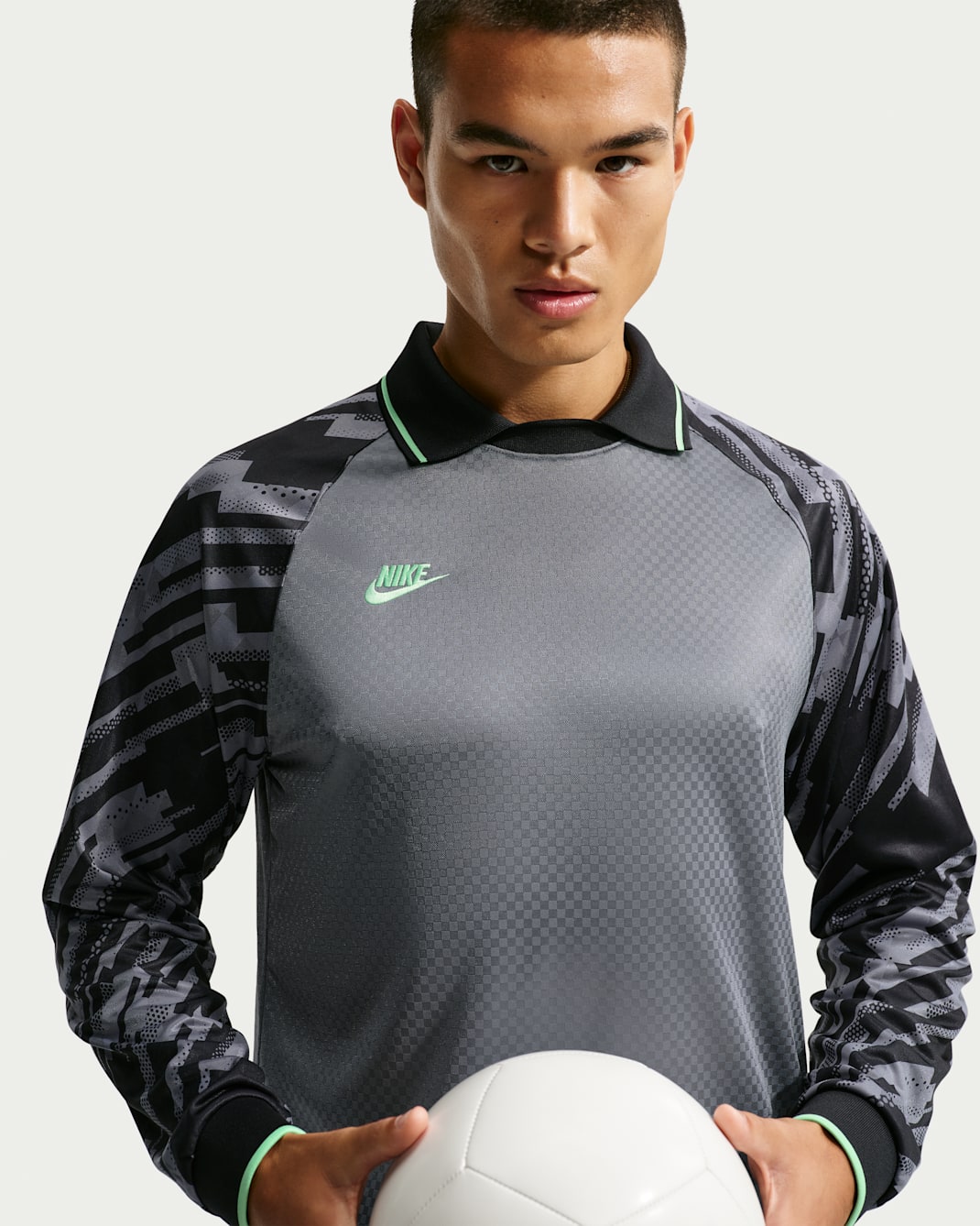 Nike プレミア メンズ Dri-FIT ロングスリーブ サッカーユニフォーム トップス - クールグレー/ブラック/ブラック/イリュージョングリーン