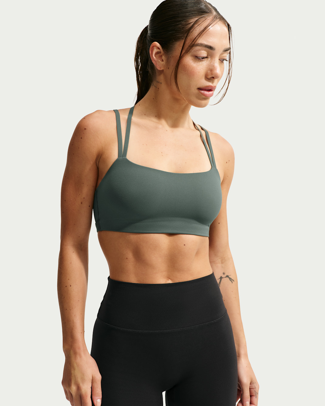 Nike Zenvy Strappy Women's Light-Support Padded Sports Bra - Camo Green/White