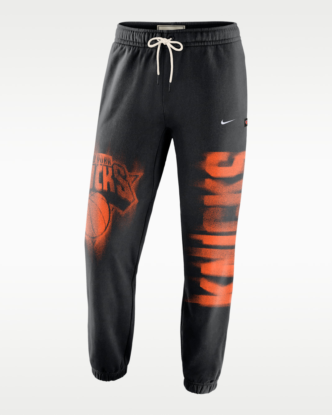 New York Knicks Standard Issue Men's Therma-FIT Fleece Basketball Pants - Black/White