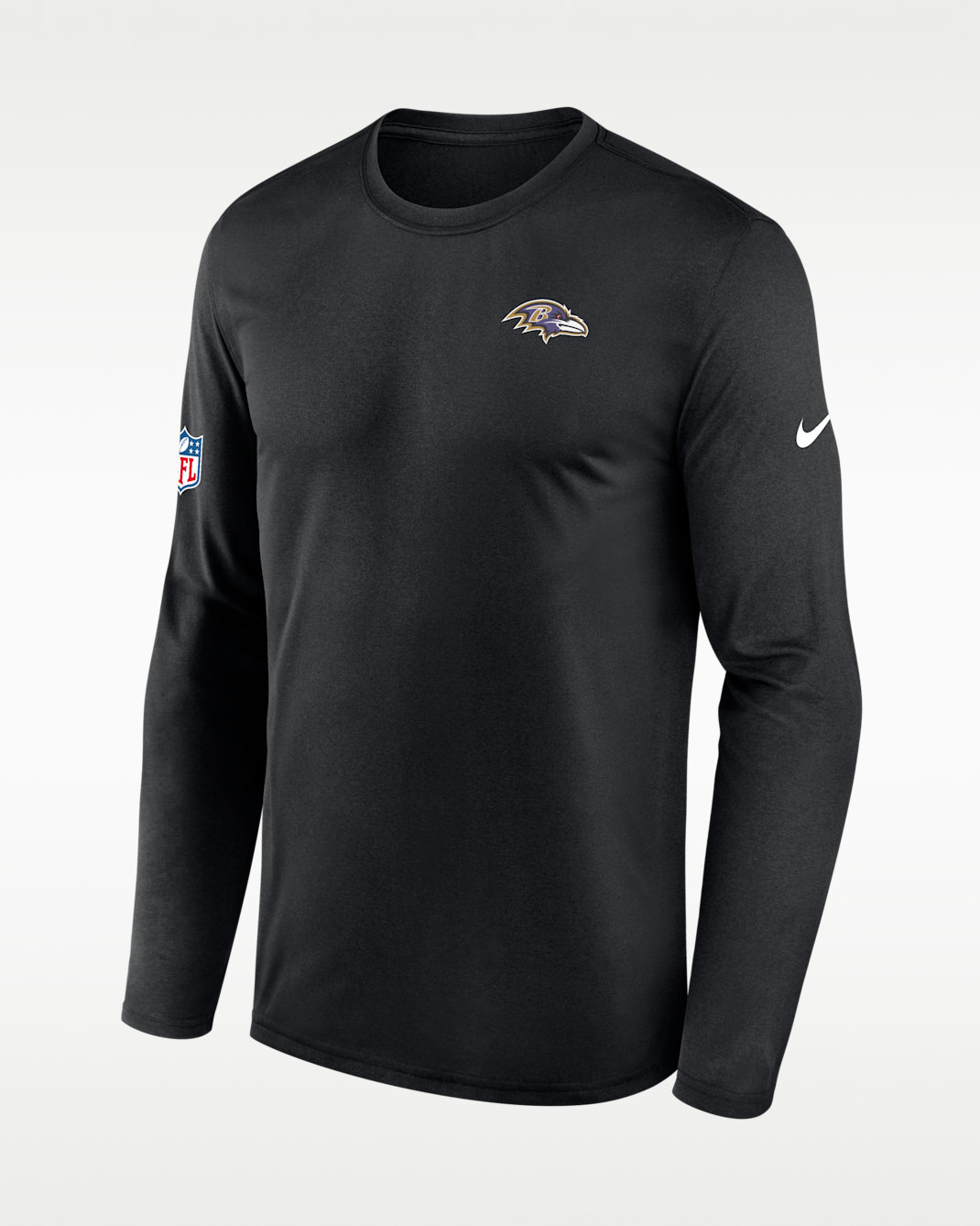 Playera de manga larga Nike Dri-FIT de la NFL para hombre Baltimore Ravens Alt Legend Small Logo - Negro