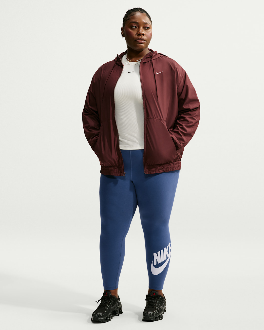 Nike Sportswear Classics Women's High-Waisted Graphic Leggings (Plus Size) - Mystic Navy/White