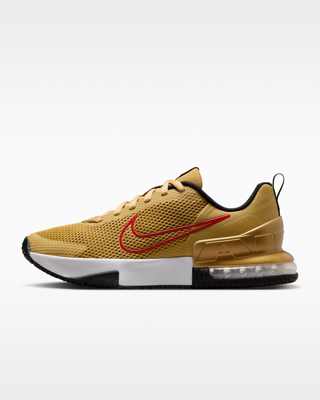 Tenis de entrenamiento para hombre Nike Air Max Alpha Trainer 6 - Oro liso/Oro metalizado/Negro/Rojo universitario
