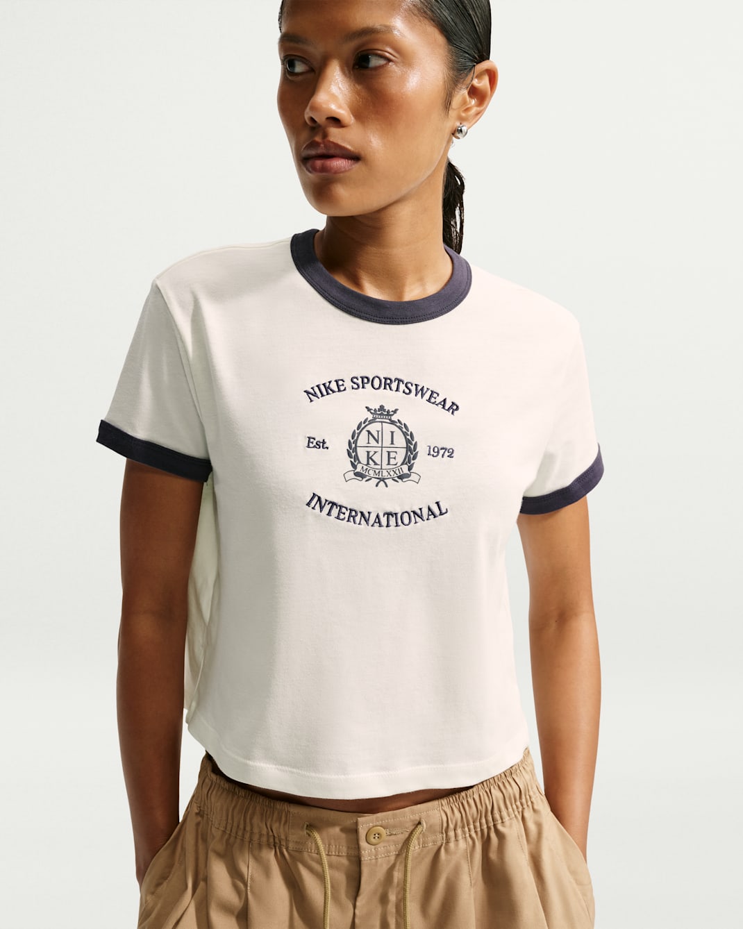 Nike Sportswear Ringer T-skjorte til dame - Sail/Gridiron