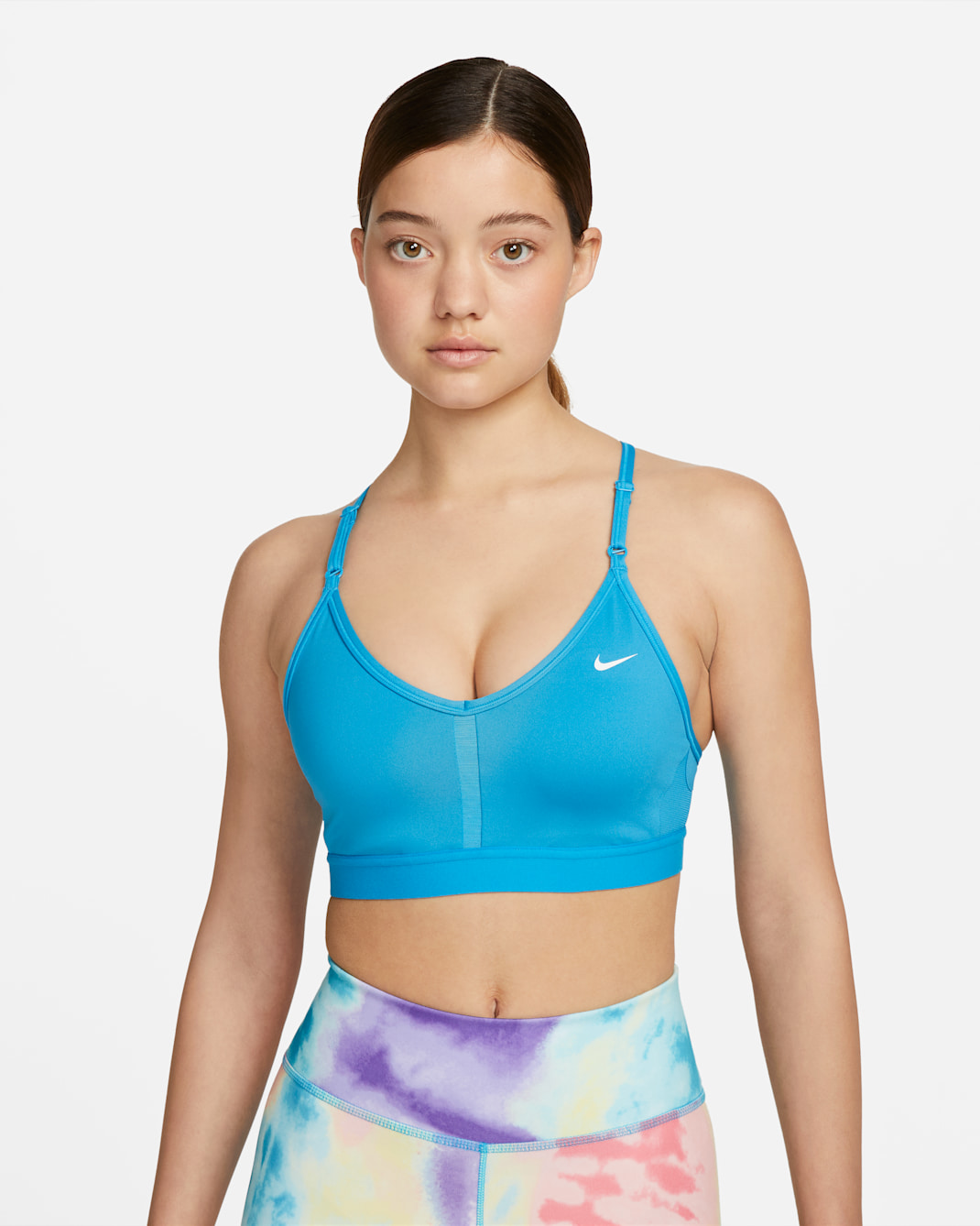 Nike Indy Women's Light-Support Padded V-Neck Sports Bra - Laser Blue/Laser Blue/Laser Blue/White