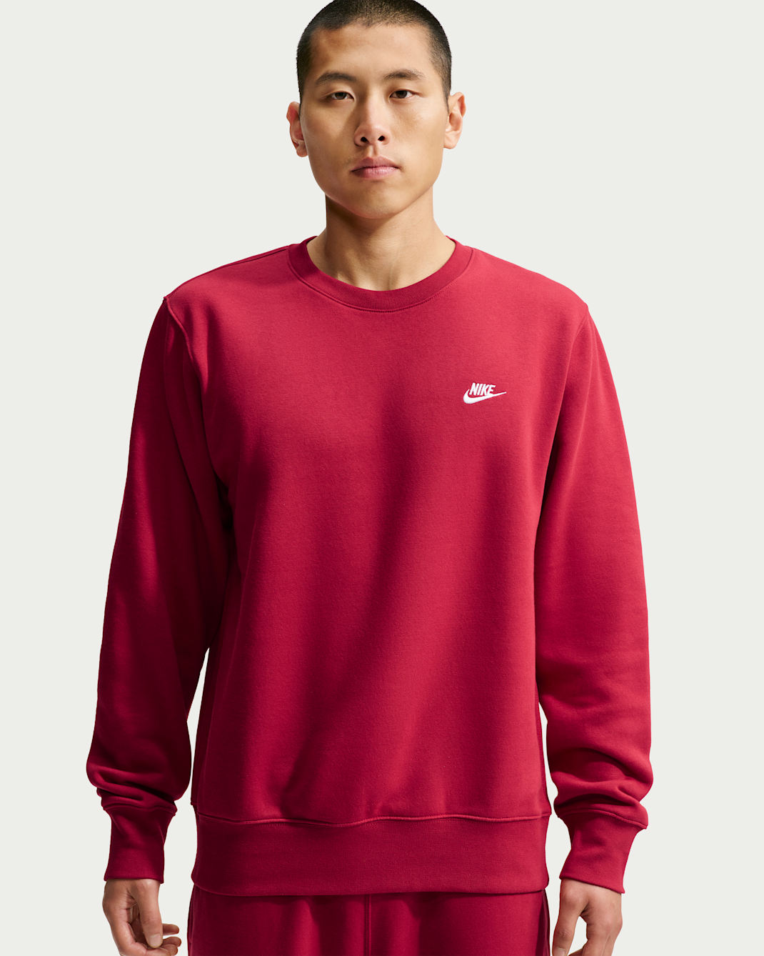 Nike Club Men's Fleece Crew - Tough Red/White