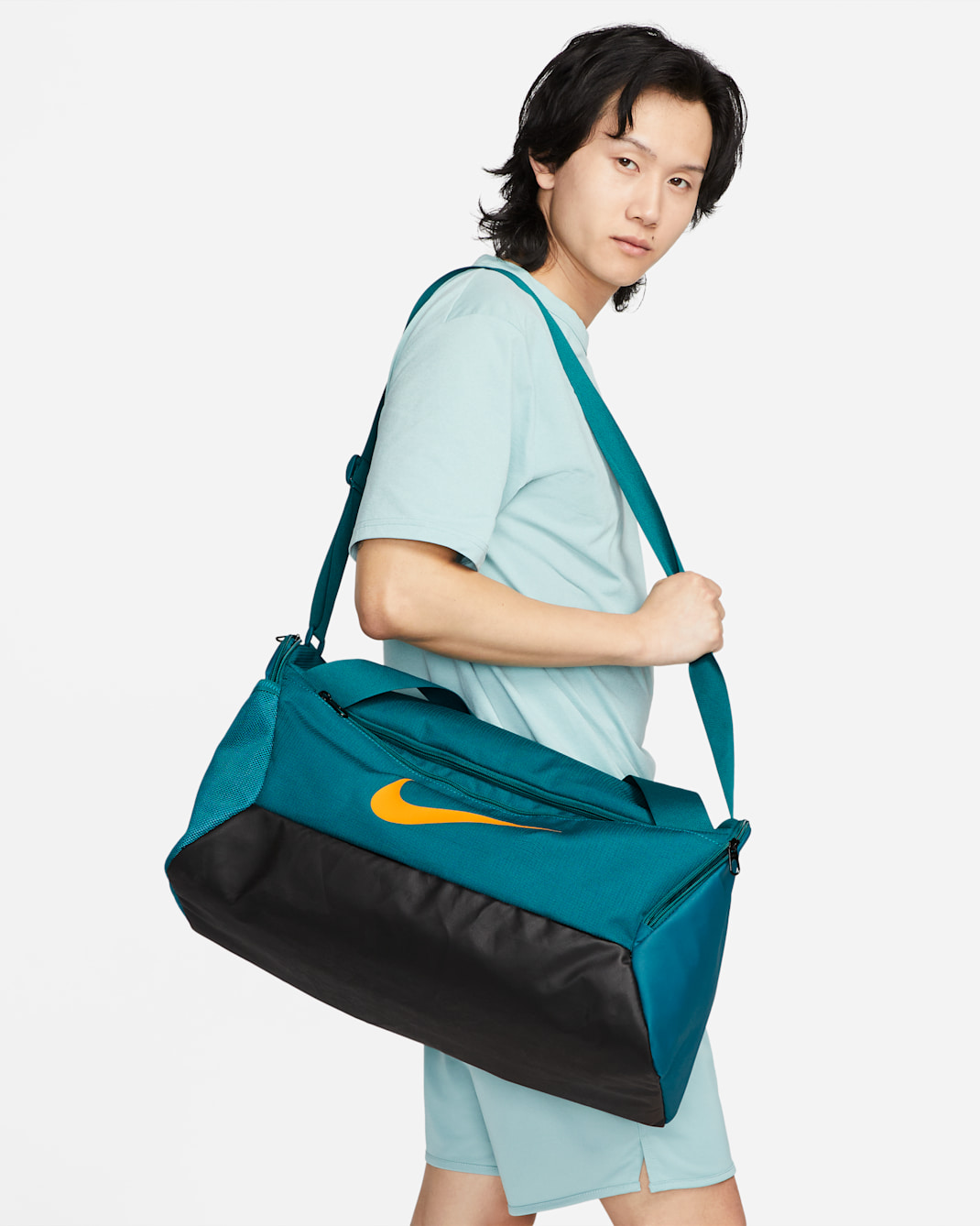 กระเป๋า Duffel เทรนนิ่ง Nike Brasilia (ขนาดเล็ก, 41 ล.) - Geode Teal/ดำ/Sundial