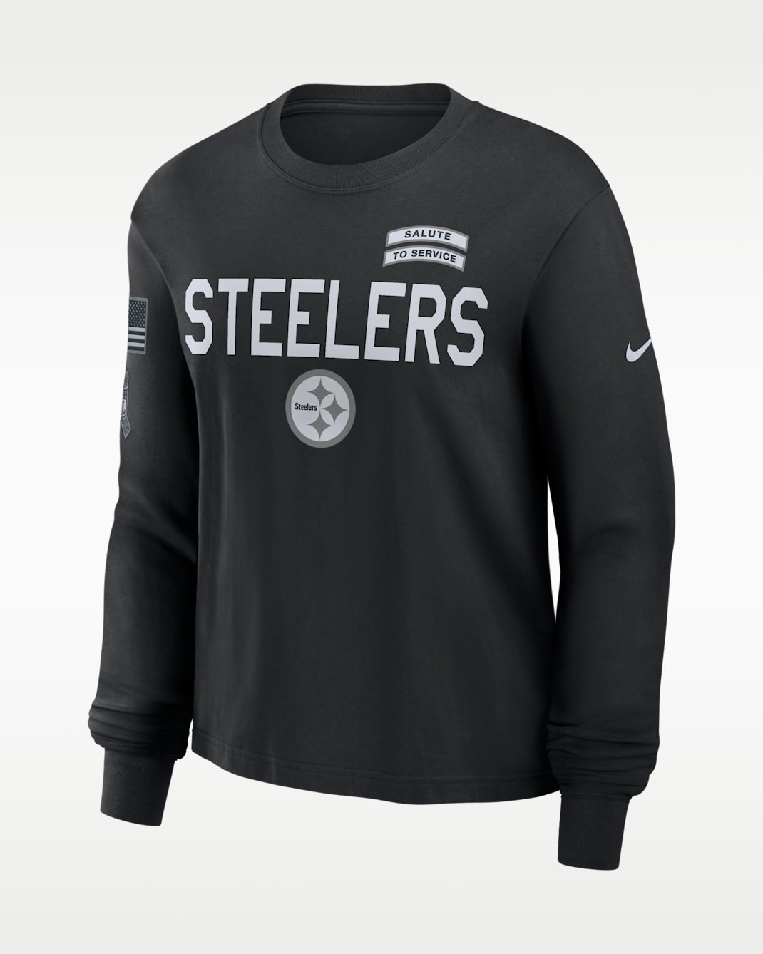 Pittsburgh Steelers Salute to Service Sideline Women's Nike Dri-FIT NFL Long-Sleeve T-Shirt - Black